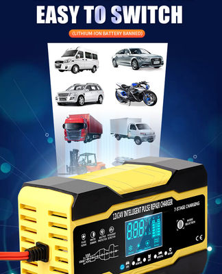 cargador de batería de la reparación del pulso 15A 12V 24V para la batería de coche de la parada de comienzo de AGM